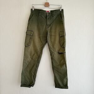 All Son Slim Fit Distressed Cargo Green Pant Sz 30